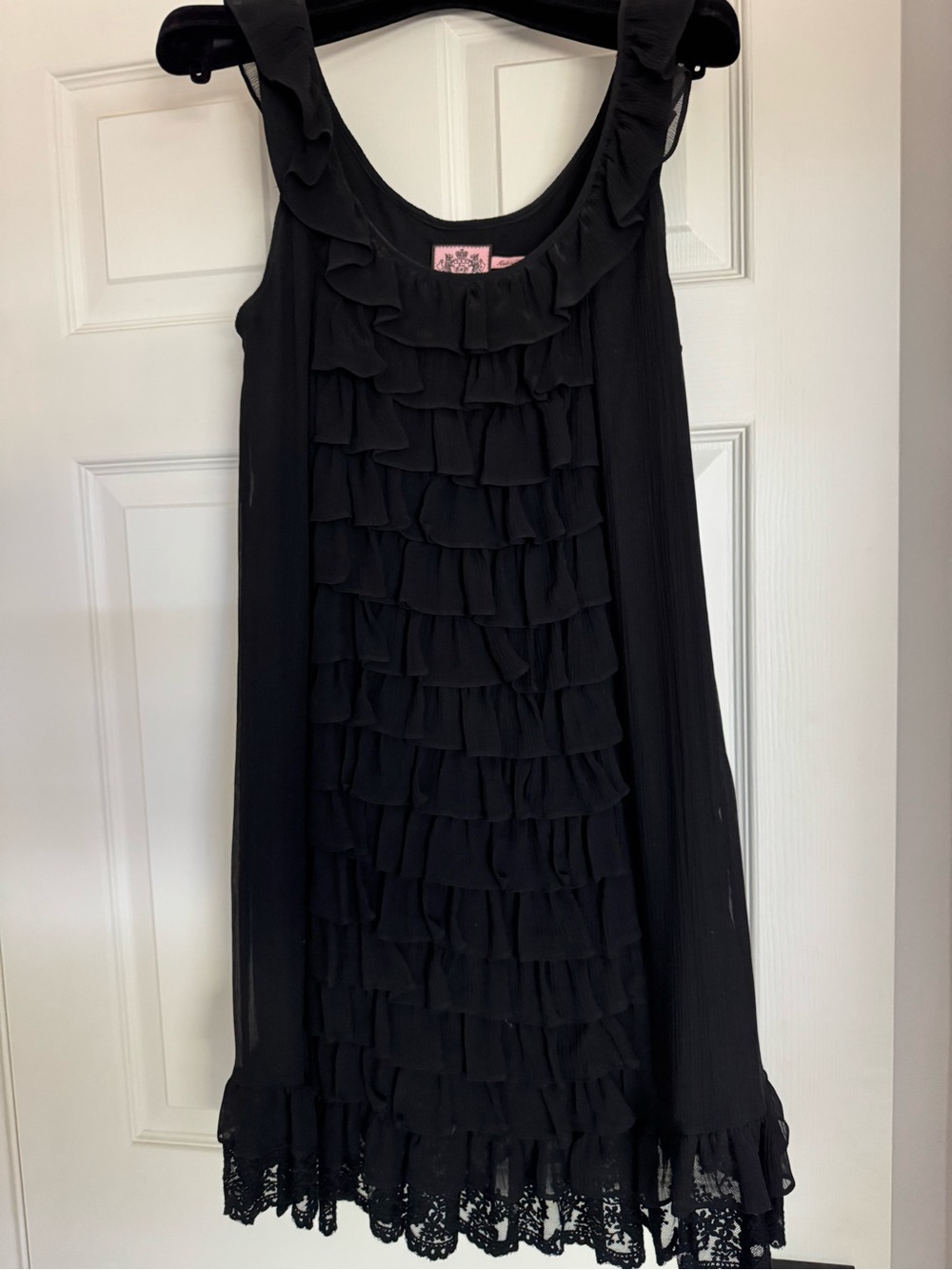 VNTG Juicy Couture - Black Ruffle Lace Hem Dress